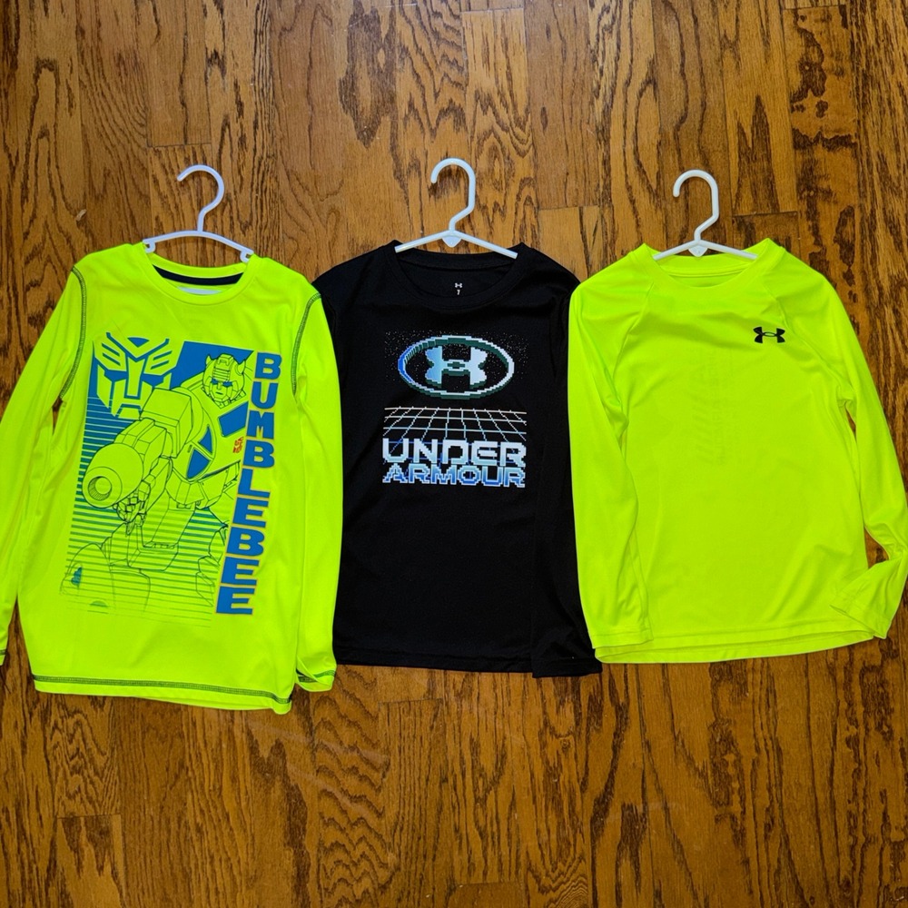 Under Armour + Transformers Boys Size 7 Dri-Fit Long Sleeve Shirt Bundle (3)